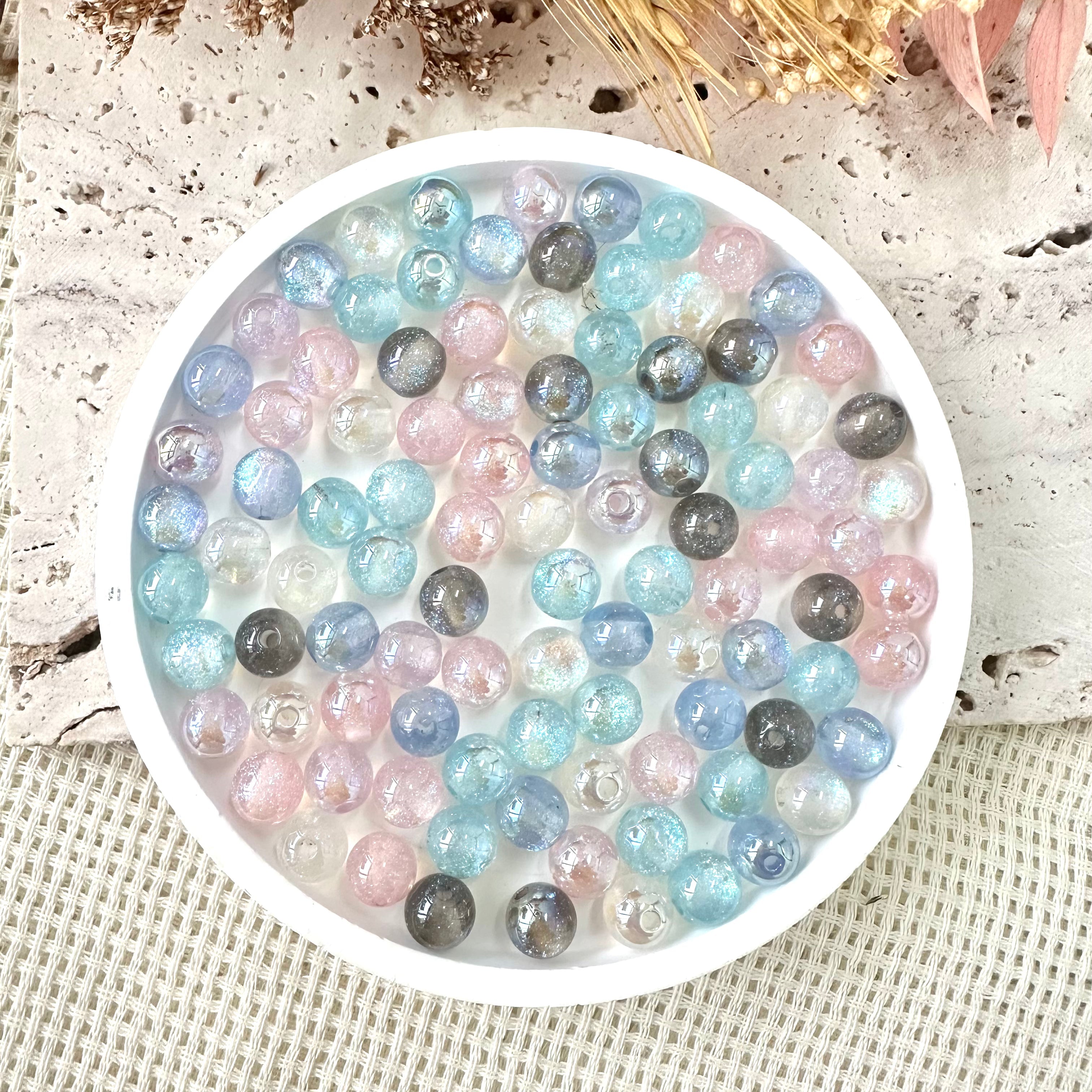 Perline glitterate iridescenti AB da 8 mm (colori assortiti)