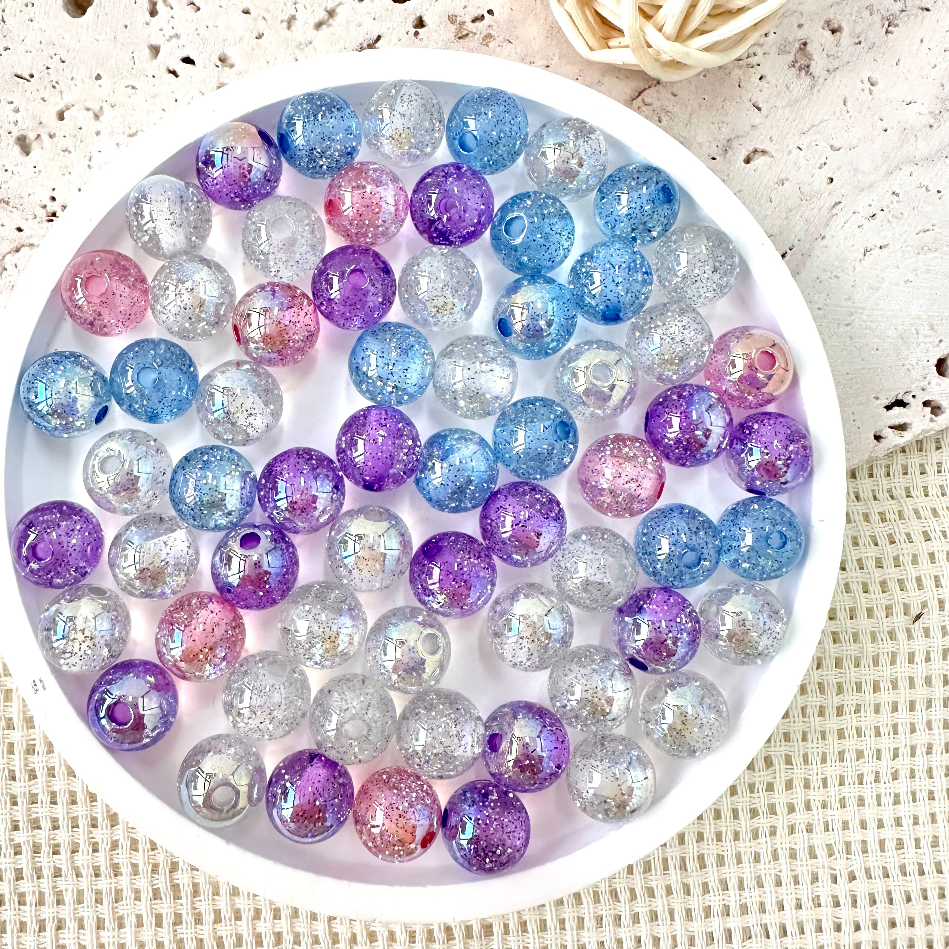 Perline glitterate iridescenti AB da 10 mm (colori assortiti)