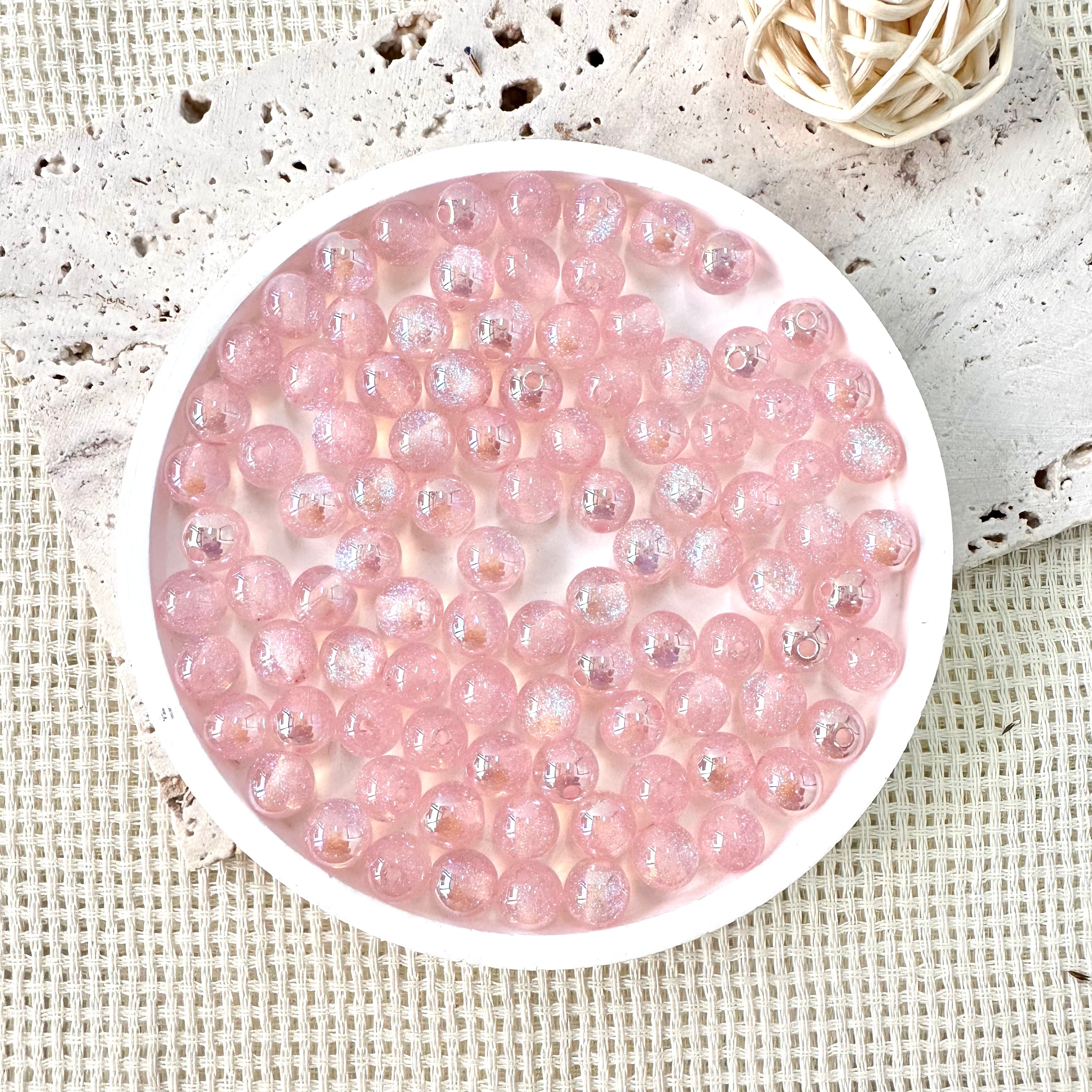 Perline glitterate iridescenti AB da 8 mm (rosa)